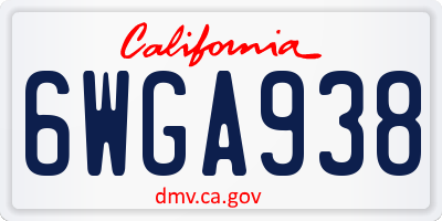 CA license plate 6WGA938