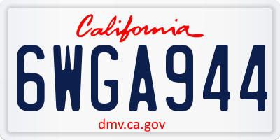 CA license plate 6WGA944