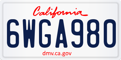 CA license plate 6WGA980