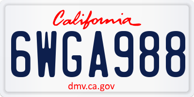 CA license plate 6WGA988