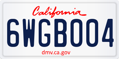 CA license plate 6WGB004