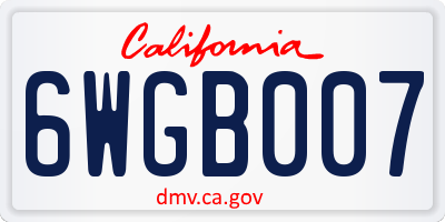 CA license plate 6WGB007