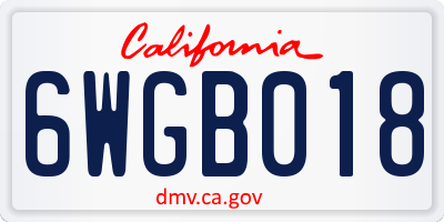 CA license plate 6WGB018