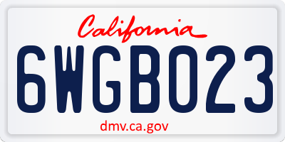 CA license plate 6WGB023