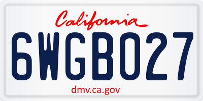 CA license plate 6WGB027