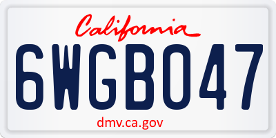 CA license plate 6WGB047