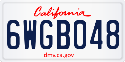 CA license plate 6WGB048