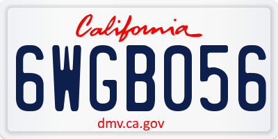 CA license plate 6WGB056