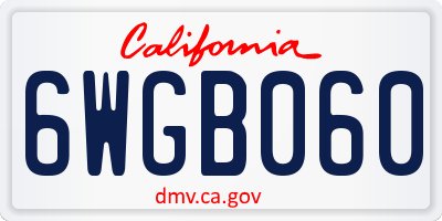 CA license plate 6WGB060