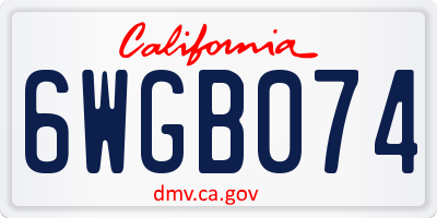 CA license plate 6WGB074