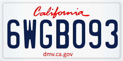 CA license plate 6WGB093