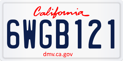 CA license plate 6WGB121