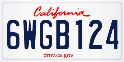 CA license plate 6WGB124