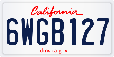 CA license plate 6WGB127