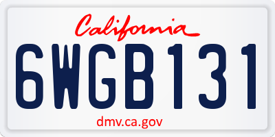 CA license plate 6WGB131
