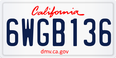 CA license plate 6WGB136