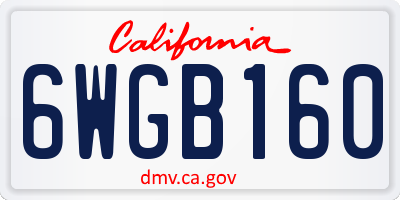 CA license plate 6WGB160