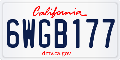 CA license plate 6WGB177