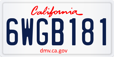 CA license plate 6WGB181