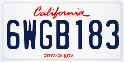 CA license plate 6WGB183