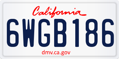 CA license plate 6WGB186