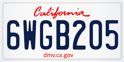 CA license plate 6WGB205