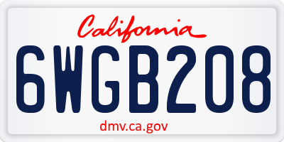 CA license plate 6WGB208