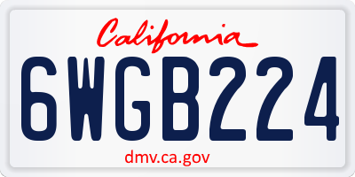 CA license plate 6WGB224