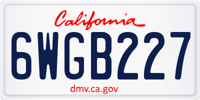 CA license plate 6WGB227