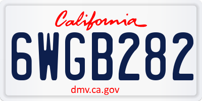CA license plate 6WGB282