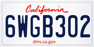 CA license plate 6WGB302