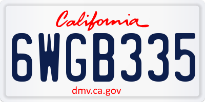 CA license plate 6WGB335