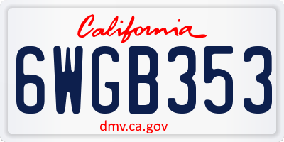 CA license plate 6WGB353