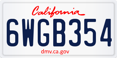 CA license plate 6WGB354