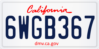 CA license plate 6WGB367