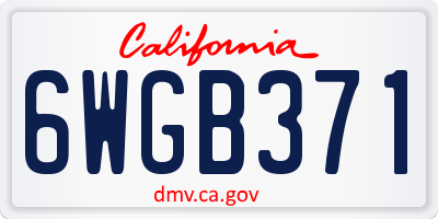 CA license plate 6WGB371