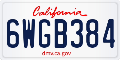 CA license plate 6WGB384