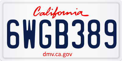 CA license plate 6WGB389