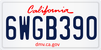 CA license plate 6WGB390