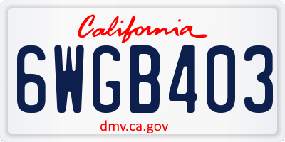 CA license plate 6WGB403
