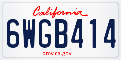 CA license plate 6WGB414