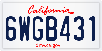 CA license plate 6WGB431