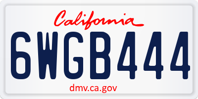 CA license plate 6WGB444