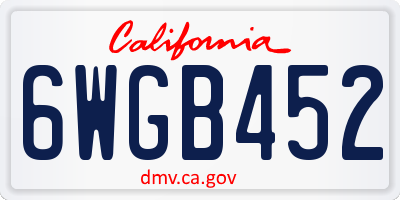 CA license plate 6WGB452