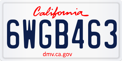 CA license plate 6WGB463