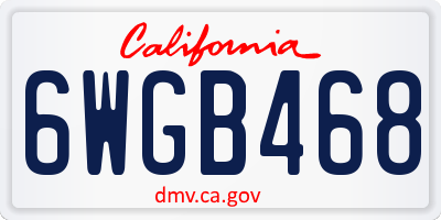 CA license plate 6WGB468