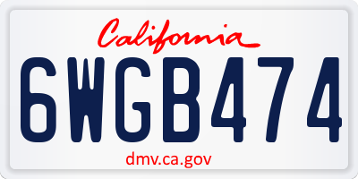 CA license plate 6WGB474