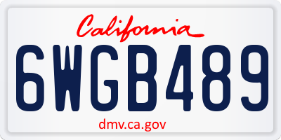 CA license plate 6WGB489