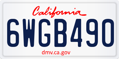 CA license plate 6WGB490