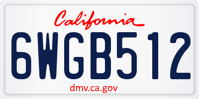 CA license plate 6WGB512